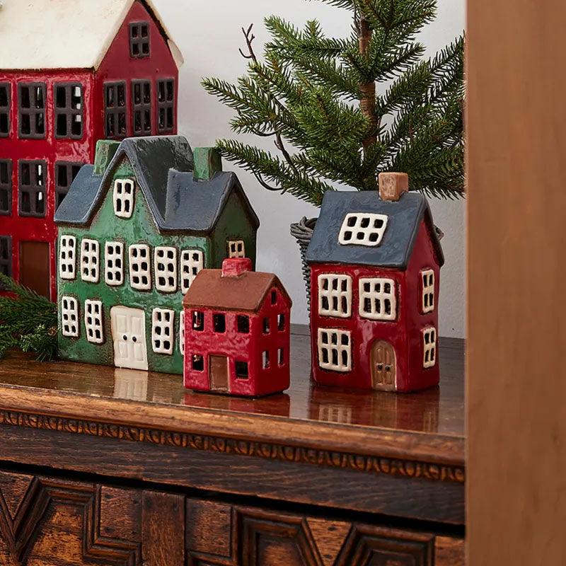 Alsace Tea Light House Navy Roof