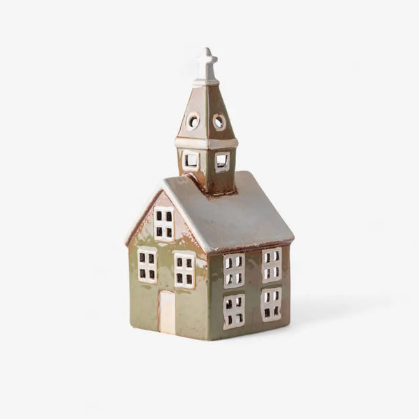 Alsace Tealight Church Olive Green