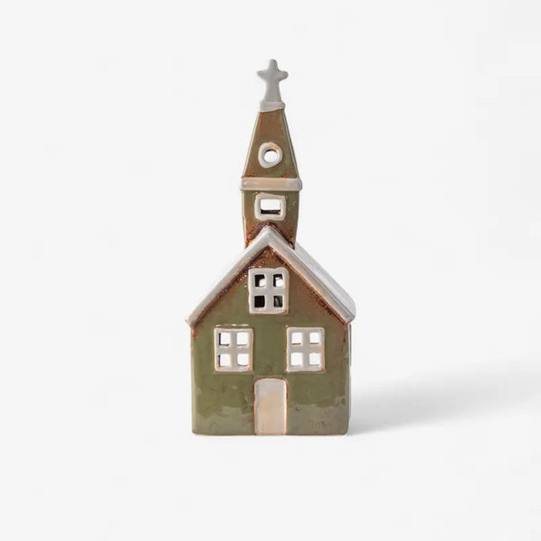 Alsace Tealight Church Olive Green
