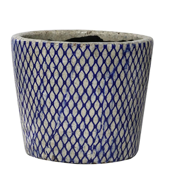 Blue and White Mesh Planter