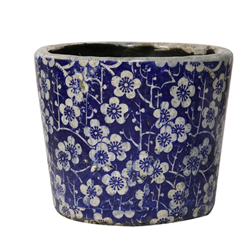 Blue and White Blossom Planter