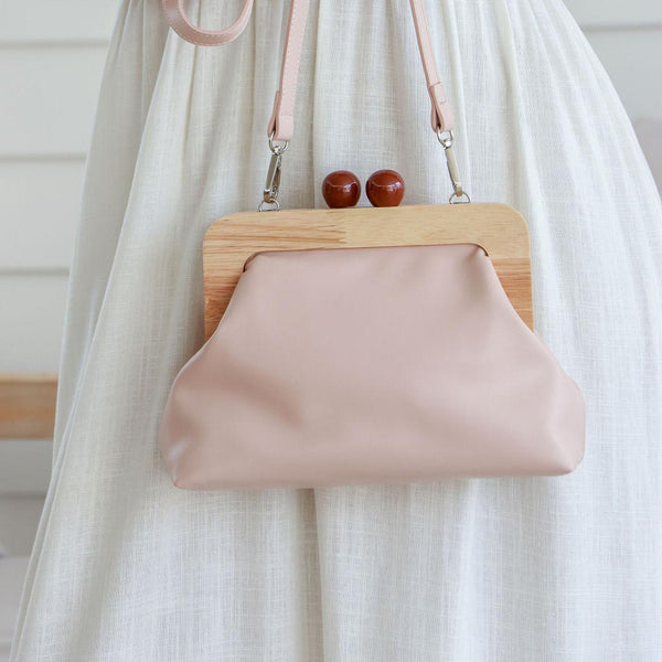 Wood Frame Clutch APRICOT