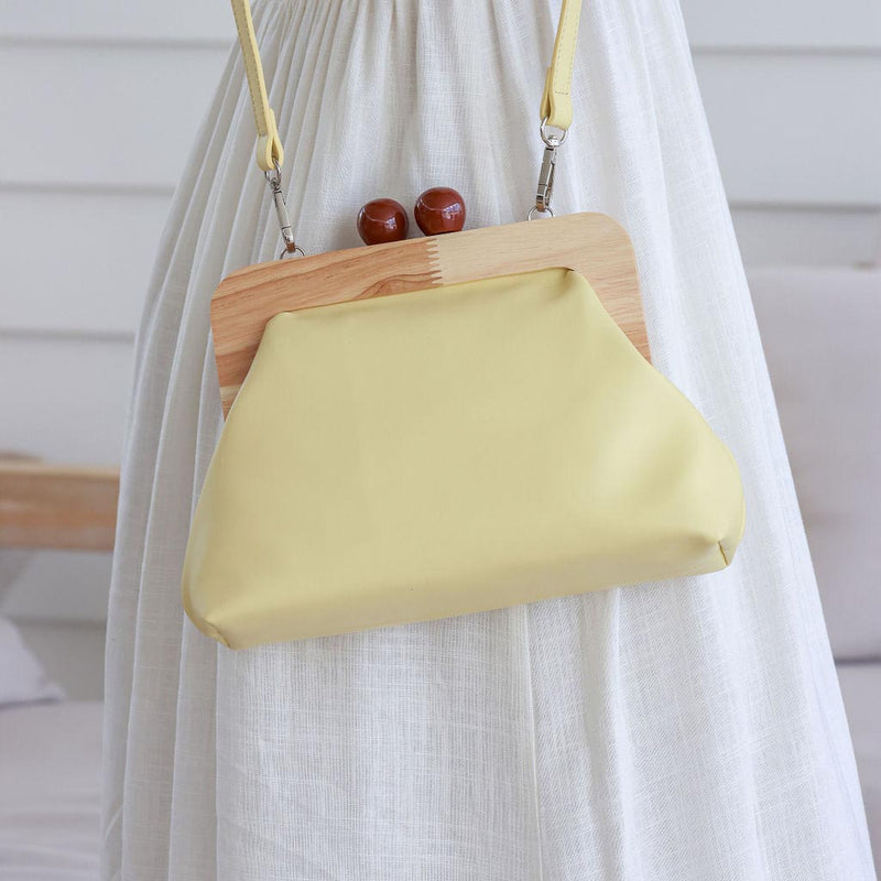 Wood Frame Clutch YELLOW