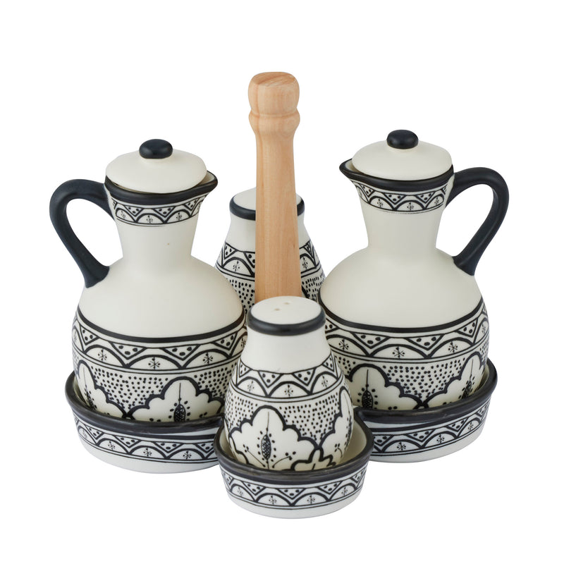 Cruet Set | Black | 5 piece