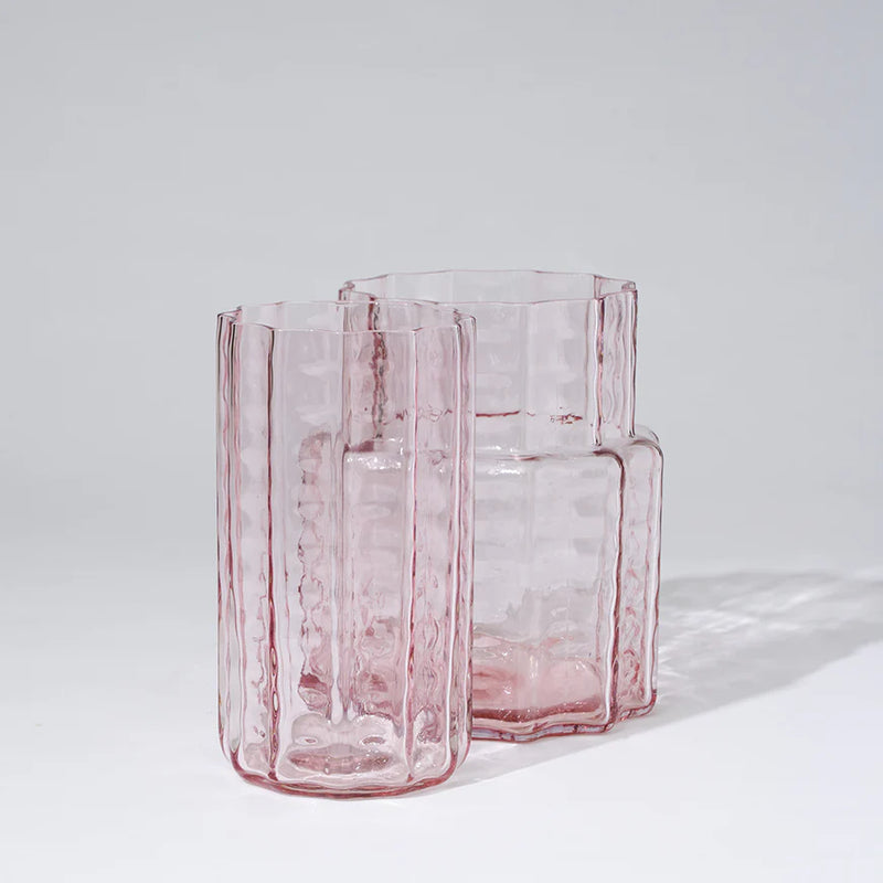 Jelly Glass Vase Squat Pink