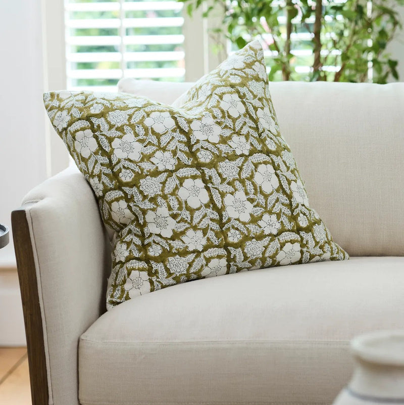 Sofia Floral Chartreuse Cushion with Inner