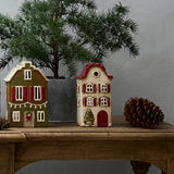 Alsace Tea Light Villa Christmas Stone with Red Shutters