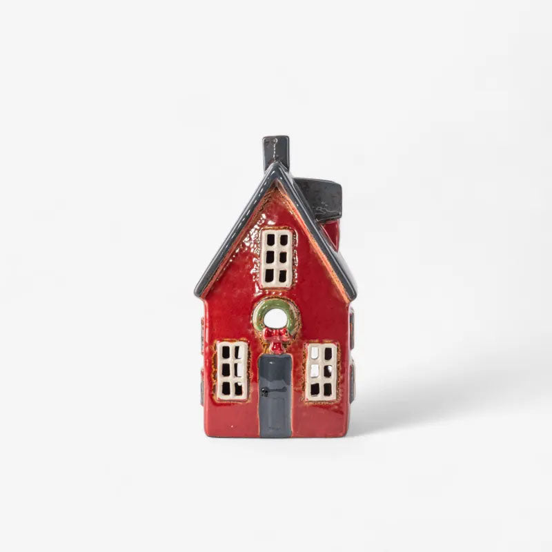 Alsace Tea Light Cottage Red with Wreath