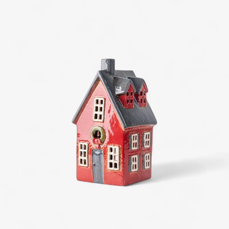 Alsace Tea Light Cottage Red with Wreath
