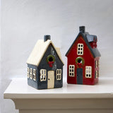 Alsace Tea Light Cottage Navy with Wreath