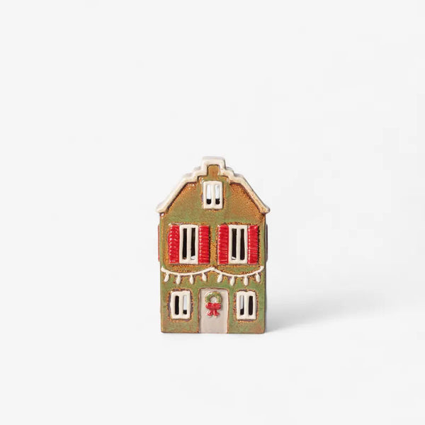 Alsace Tea Light Christmas Green with Shutters